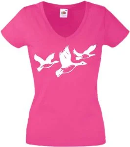 camiseta de patos volando mujer