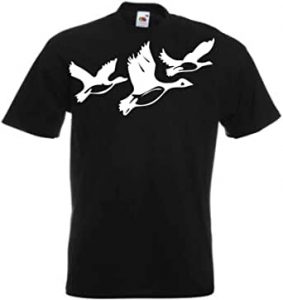 camiseta de patos volando negra