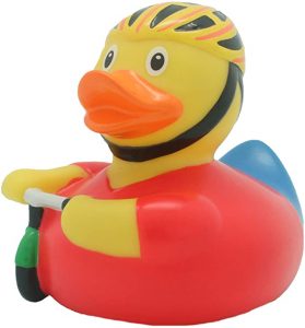pato de goma ciclista