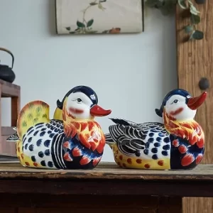 pareja de patos feng shui de cerámica