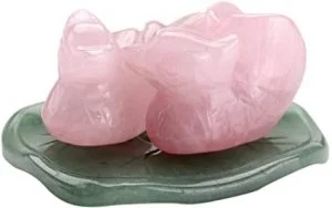 pareja de patos de cuarzo rosa